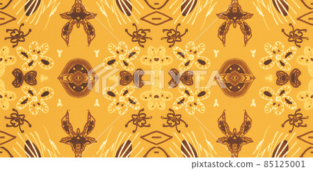Hand drawn floral ethnic pattern. Seamless abstract batik print. Hand drawn floral ethnic pattern. Seamless abstract batik print. 85125001