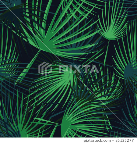 Tropical leaves seamless seamless background. Vector floral pattern background. 85125277