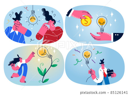 Set of business person brainstorm think of business idea solution Set of business person brainstorm think of business idea solution 85126141