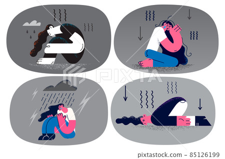 Set of upset person struggle with mental disorder 85126199