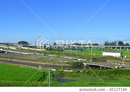 In 2021, the scenery from the Tobu-Isesaki Line train window from Washinomiya Station to Kuki Station In 2021, the scenery from the Tobu-Isesaki Line train window from Washinomiya Station to Kuki Station 85127199
