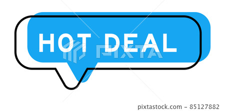 Speech banner and blue shade with word hot deal on white background 85127882