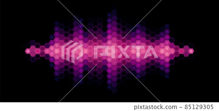 Audio or music shiny sound waveform with hexagonal filter Audio or music shiny sound waveform with hexagonal filter 85129305