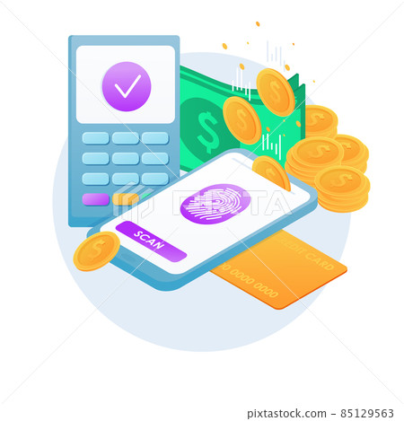 Mobile payment via credit card concept. Mobile payment, business finance pay, transaction online 85129563