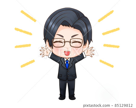 Elite glasses office worker who rejoices hurray 2 85129812