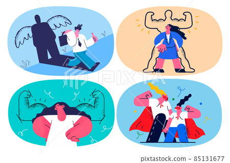 Set of powerful businesspeople show leadership and strength at work Set of powerful businesspeople show leadership and strength at work 85131677