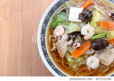 Seafood ankake ramen bird's-eye view space Seafood ankake ramen bird's-eye view space 85132206