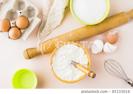 high angle view ingredients baking cake. High quality photo high angle view ingredients baking cake. High quality photo 85133018