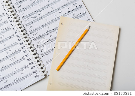 pencil mpty pages sheet music. High quality photo pencil mpty pages sheet music. High quality photo 85133551
