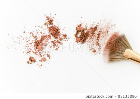top view blush with brush. High quality photo top view blush with brush. High quality photo 85133880