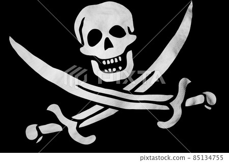 Jolly Roger flag in 3D rendering Jolly Roger flag in 3D rendering 85134755