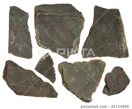 pieces of slate rock with red and green tint 85134890