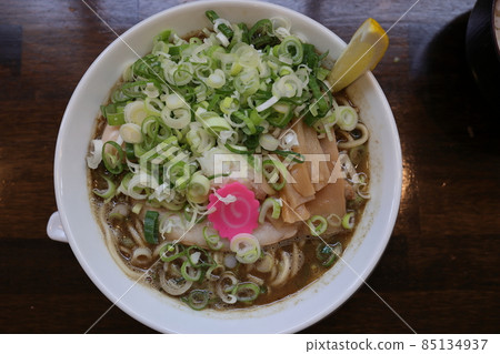 Thick sardine ramen with green onions Thick sardine ramen with green onions 85134937