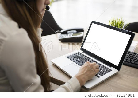 businesswoman video conferencing. High quality photo businesswoman video conferencing. High quality photo 85134991