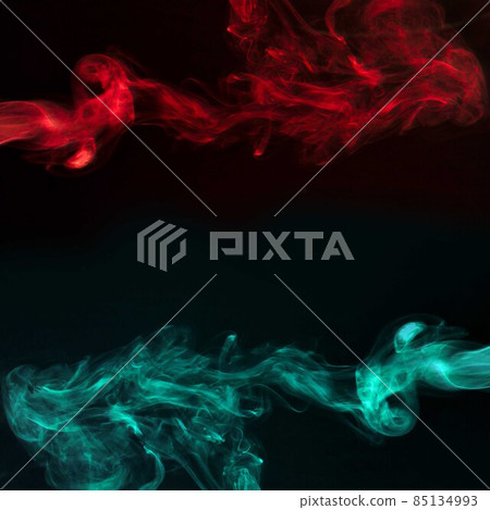 abstract red turquoise smoke black dark background. High quality photo abstract red turquoise smoke black dark background. High quality photo 85134993