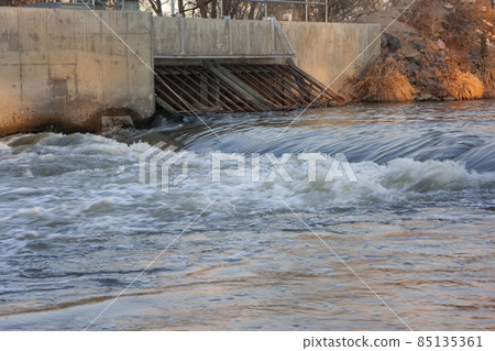 river dam and irrigation ditch inlet river dam and irrigation ditch inlet 85135361