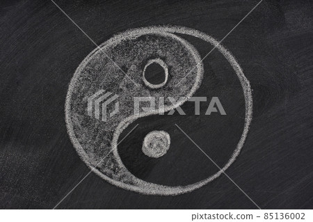 yin and yang symbol on a blackboard yin and yang symbol on a blackboard 85136002