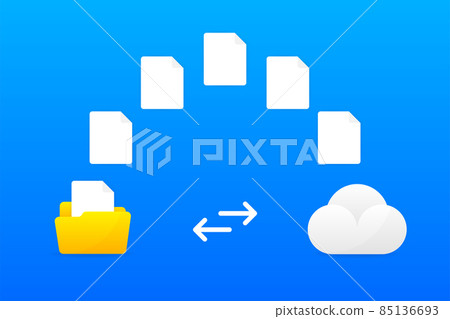 File transfer encrypted form. Concept for remote connection between two folders and cloud. Cloud concept based. Vector illustration. 85136693