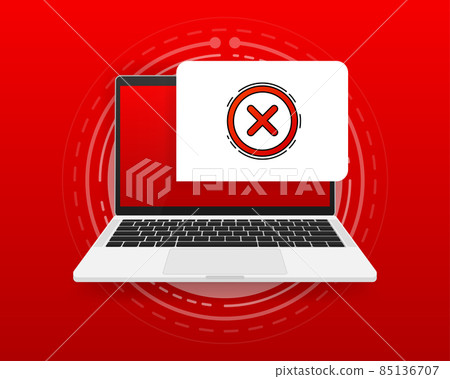 Not Verification message. Envelope with not confirmed sign on screen computer. Vector illustration. 85136707