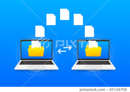 File transfer encrypted form. Concept for remote connection between two computers. Cloud concept based. Vector illustration. 85136708