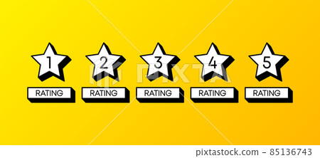 Five stars rating. Customer product rating review. Flat icon for apps and websites. Vector illustration. 85136743