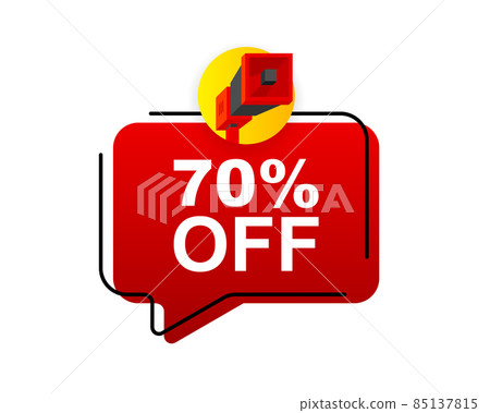 Discount Megaphone red vector banner. Sale special offer price sign. Save 70 percentages. Vector illustration. 85137815