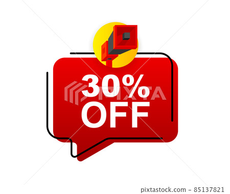 Discount Megaphone red vector banner. Sale special offer price sign. Save 30 percentages. Vector illustration. 85137821