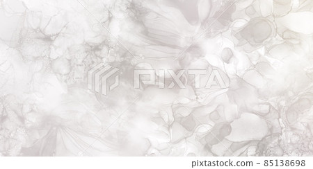 Marble-like background illustration banner) White and gray alcohol ink art spring natural neutral elegant 85138698