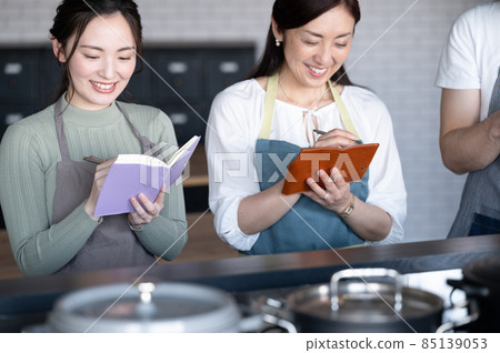 Image of a beautiful student attending a cooking class of a 3-star chef Zoom copy space available 85139053
