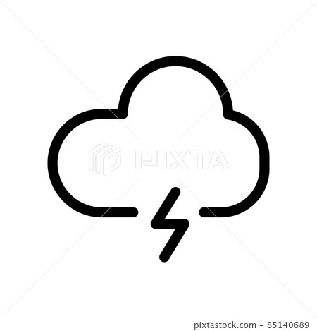 Cloud forecast lightning rainy weather icon 85140689