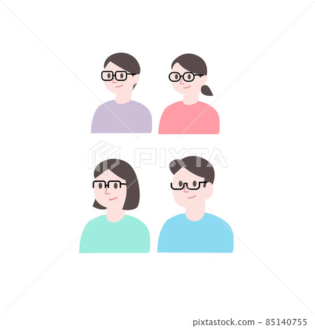 戴眼鏡的家庭插畫素材 85140755