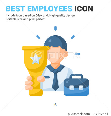 Best employee icon vector with flat color style isolated on white background. Vector illustration winner sign symbol icon concept for business, finance, industry, company, apps, web and all project Best employee icon vector with flat color style isolated on white background. Vector illustration winner sign symbol icon concept for business, finance, industry, company, apps, web and all project 85142341