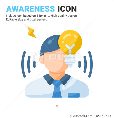 Awareness icon vector with flat color style isolated on white background. Vector illustration idea sign symbol icon concept for business, finance, industry, company, apps, web, ui, ux and project Awareness icon vector with flat color style isolated on white background. Vector illustration idea sign symbol icon concept for business, finance, industry, company, apps, web, ui, ux and project 85142343