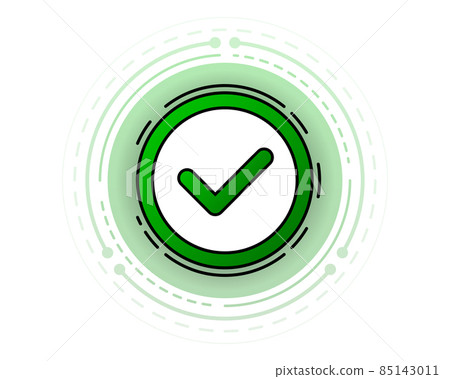 Approved green sign, yes, dos isolated on white background. Vector illustration. Approved green sign, yes, dos isolated on white background. Vector illustration. 85143011