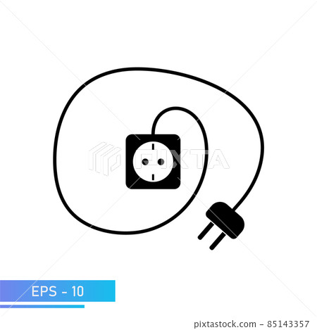 Socket for electrical appliances with cable. Extension cord of the electrical network. Vector illustration. 85143357