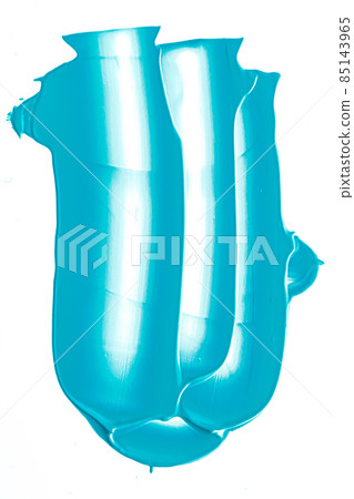 Mint blue beauty cosmetic texture isolated on white background, smudged makeup smear or cosmetics product smudge, paint brush strokes 85143965
