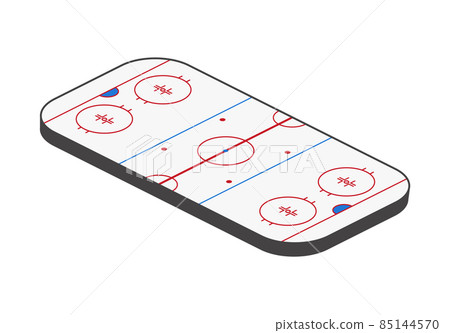 Ice hockey rink. Isometric arena with scratches. Vector illustration 85144570