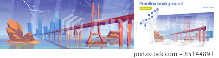 Parallax background modern city at storm weather 85144891