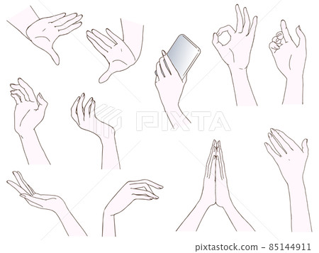 Illustration set of female hands ② 85144911