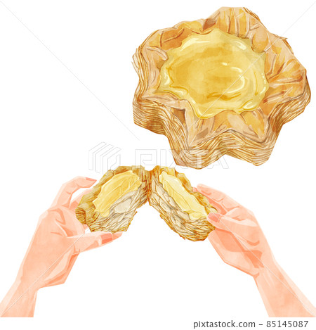 蛋奶丹麥糕點手繪水彩風格插圖 85145087