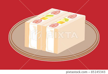 Fruit sandwich strawberry + kiwi + pine divided into two squares (with white border) Fruit sandwich strawberry + kiwi + pine divided into two squares (with white border) 85145343