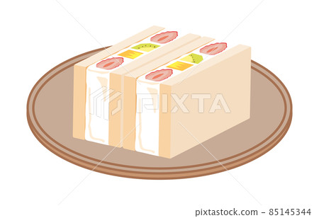Fruit sandwich strawberry + kiwi + pine divided into two squares Fruit sandwich strawberry + kiwi + pine divided into two squares 85145344