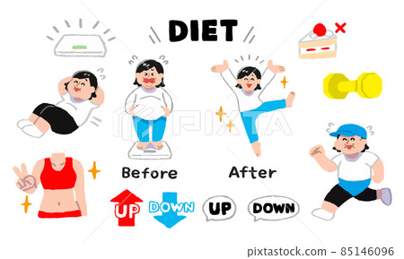 Female set working on a diet (hand-painted color) 85146096
