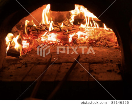 Burning charcoal flame 85146336