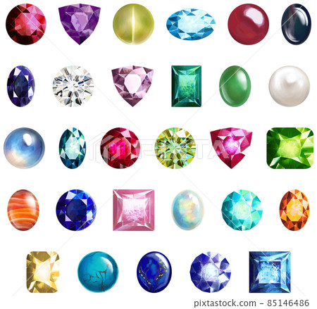 2021年添加/修訂版，一套珠寶和出生月份的生日石，矢量素材 85146486