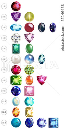 2021 addition / revision version, set of jewels and birthstones for the month of birth, vector material by month 2021 addition / revision version, set of jewels and birthstones for the month of birth, vector material by month 85146488