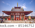 The central gate and five-storied pagoda of Shitennoji Temple in Tennoji Ward, Osaka City 85146752