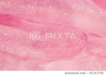 Abstract pink liquid background, paint splash, swirl pattern and water drops, beauty gel and cosmetic texture, contemporary magic art and science as luxury flatlay design 85147798
