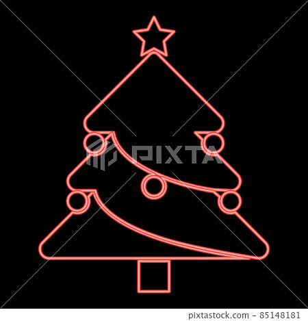 Neon christmas tree red color vector illustration image flat style 85148181