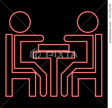 Neon men playing at the table red color vector illustration image flat style Neon men playing at the table red color vector illustration image flat style 85148240